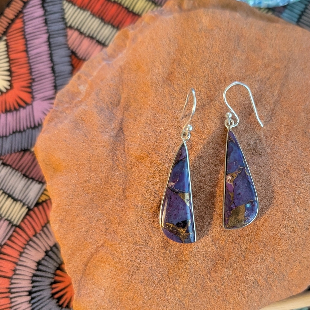Gorgeous Mojave Purple Turquoise and Sterling Silver Earrings-NEW